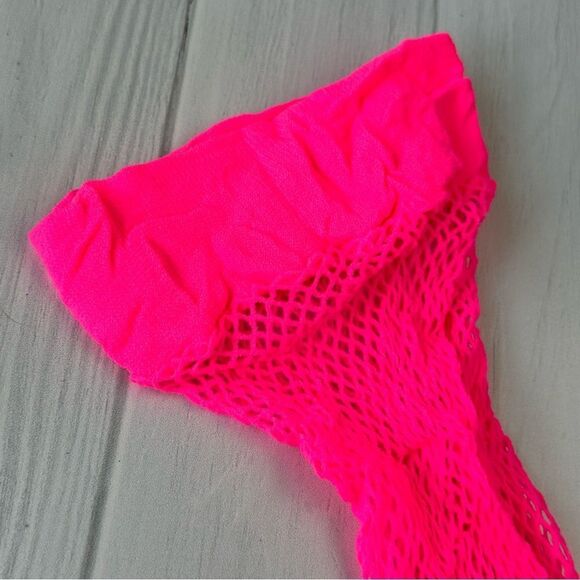NWT Hot Pink Fish Net Thigh Highs Panty Hose Stockings OS - Picture 3 of 4